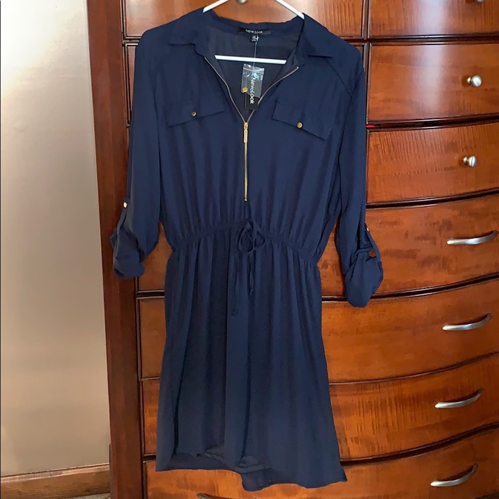 New Look Navy Zip Dress